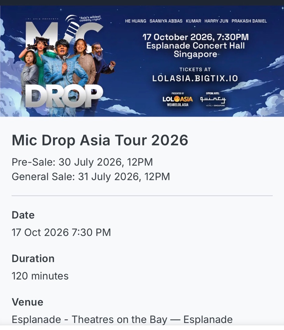 Mic Drop Kumar 17th October 2026, Tickets & Vouchers, Event Tickets on ...