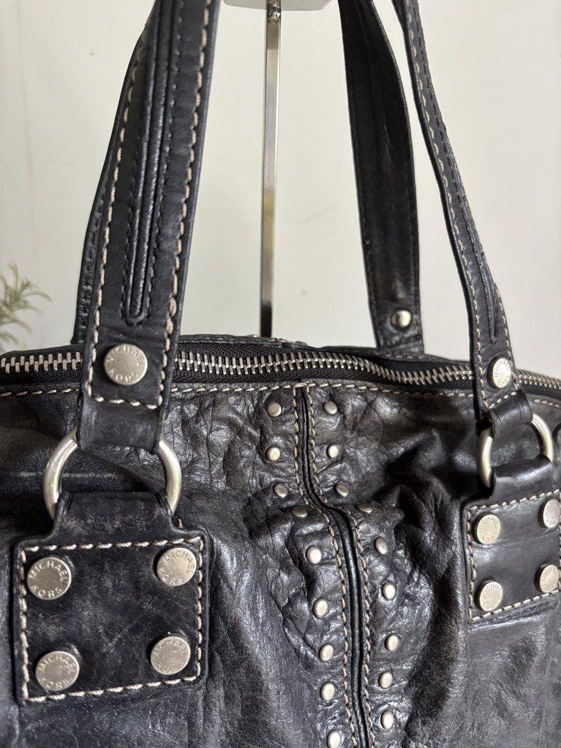 Michael Kors Black Leather Studded Shoulder Bag (Category: Shoulder Bags) located in Makati City. Submitted by aurevelle.vintage (Listing ID 1465711458, Image 3). Description: [𝙍𝘼𝙍𝙀] ⋆.𐙚 ̊ Michael Kors Black Leather Studded Shoulder Bag ⟡ 𝙎𝙞𝙯𝙚: small - semi medium ⟡ 𝙋𝙧𝙤𝙙𝙪𝙘𝙩 𝘾𝙤𝙣𝙙𝙞𝙩𝙞𝙤𝙣 𝙍𝙖𝙣𝙠: A ⟡ 𝙄𝙨𝙨𝙪𝙚/𝙨: signs of usage |rubber lining ⟡ 𝙊𝙥𝙚𝙣 𝙁𝙤𝙧 𝙇𝙖𝙮𝙖𝙬𝙖𝙮: 30% DP required & 2 weeks to pay remaining bala