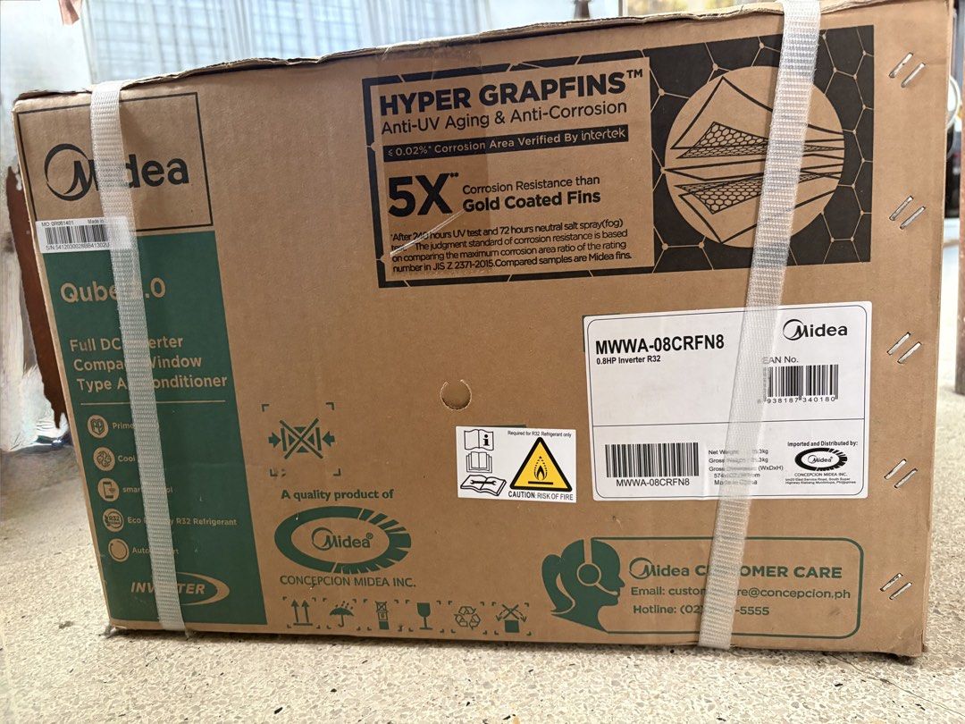 Midea Qube 2.0 Inverter Window Type Air Conditioner (Category: Air Conditioning and Heating) located in Makati City. Submitted by chestful.of.treasures (Listing ID 1465816245, Image 3). Description: - Brand new & unopened: Sealed in its original box straight from the store - Model: Midea Qube 2.0 Window Type Air Conditioner - Power: 0.8 HP, Full DC Inverter (Power Input: 672W) - Eco-Friendly: Uses R32 refrigerant - Durability: Hypergrap fins with