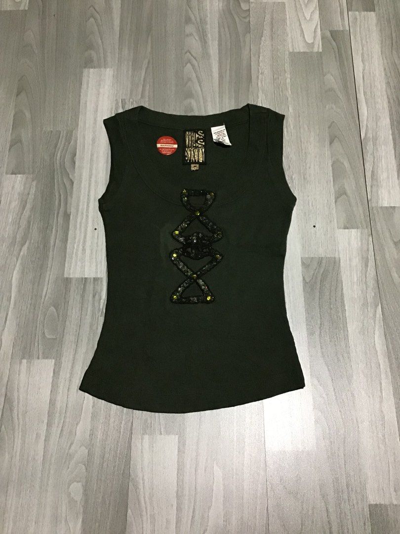 Missixty olive green ribbed tank top (Category: Sleeveless) located in Davao. Submitted by ljay.thriftedfinds (Listing ID 1465812031, Image 1). Description: .