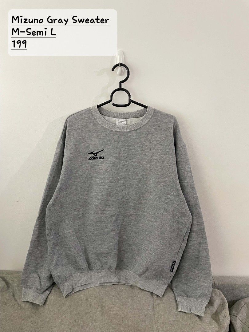 Mizuno Gray Sweater (Category: Coats, Jackets and Outerwear) located in Quezon City. Submitted by mariaplusmoshi (Listing ID 1465760554, Image 1). Description: deets alr posted 📍Ever, Commonwealth, Q.C MOP: Gcash Lalamove/J&T.
