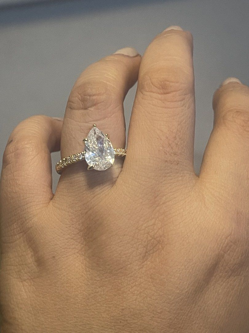 Moissanite Pear ring (Category: Luxury Accessories) located in Bulacan. Submitted by grazcloset (Listing ID 1465880450, Image 3). Description: Size 7 .
