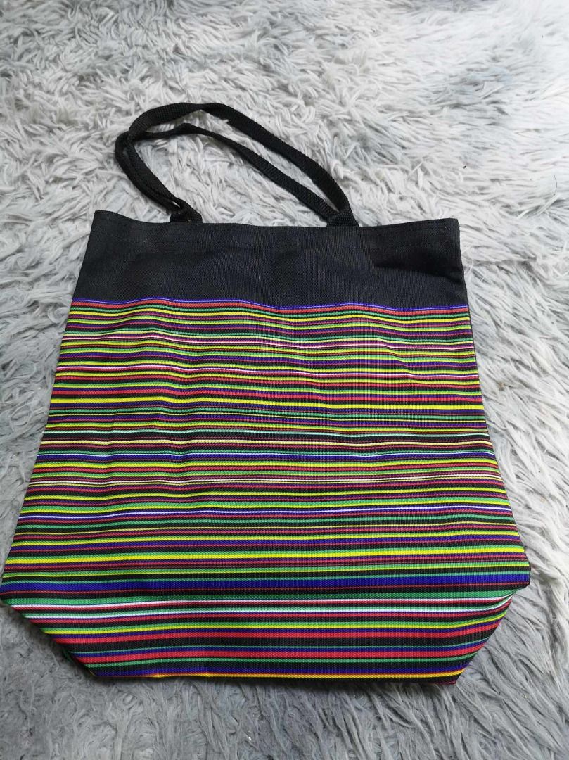 Multicolored Horizontal Stripe Tote Bag (Category: Tote Bags) located in Santa Cruz. Submitted by jmy_surplus.2 (Listing ID 1465881446, Image 1). Description: Size ; L - 13 W - 12 Color ; Colorful Type ; Tote Bag Brand ; No brand Material ; nylon Style ; Lightweight Multicolor Tote bag LR 129 JMY 5 Batch #224.