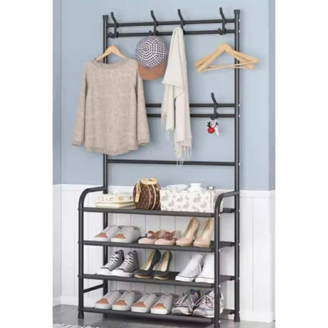 Multifunctional Shoe Rack Organizer 4 layer (Category: Shelves, Cabinets & Racks) located in Quezon City. Submitted by rosepam (Listing ID 1465768850, Image 1). Description: Multifunctional Shoe Rack Organizer 4 layer, black FIX PRICE NEW, not opened/checked Dented box (esp. sa corner/s) due to shipping Bought online RFS: duplicate order P.S. for PICKUP only (grab/lalamove).