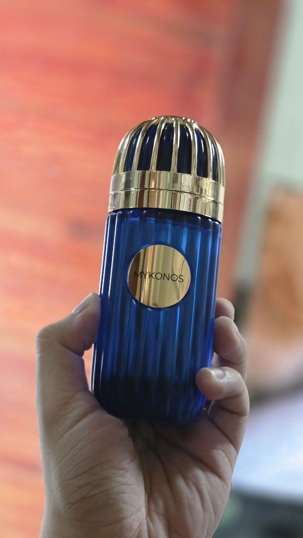 Mykonos Inception (1 spray missing) - Full presentation (Category: Fragrance & Deodorants) located in Caloocan City. Submitted by melwin.toledo (Listing ID 1465821452, Image 1). Description: - Brand: Mykonos Perfume - 1 SPRAY MISSING ONLY, FULL PRESENTATION - Condition: Full bottle, ready to use - Scent Profile: Amazing fragrance with long-lasting staying power - Packaging: Striking blue flacon with a gold cage cap and round gold label - Mechanis