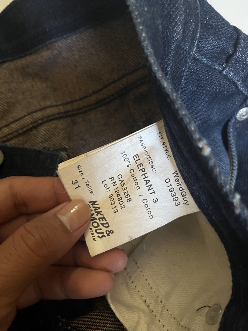 Naked and Famous Elephant3 (Category: Jeans) located in Davao. Submitted by son1993 (Listing ID 1465783845, Image 1). Description: Naked and Famous Elephant 3 19oz Waist 31 on tag Excellent Php 1,850+sf.