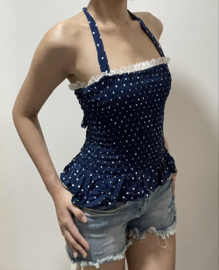 Navy Blue Halter Top (Category: Sleeveless) located in Marikina City. Submitted by kirumei01 (Listing ID 1465760118, Image 2). Description: i’ll give 100 pesos discount for purchases up to 1k !! :) .