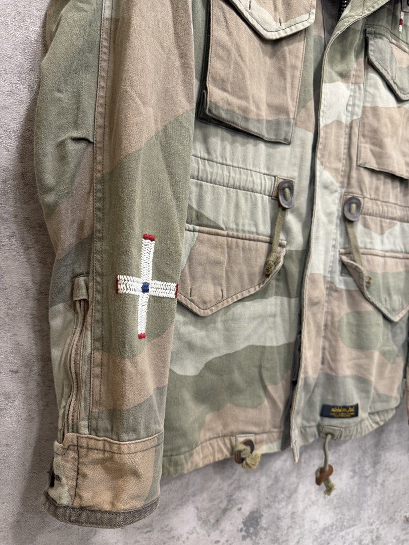 NEIGHBORHOOD - SASHIKO PATCHWORK M-65 CAMOU JACKET (Category: Coats, Jackets and Outerwear) located in Makati City. Submitted by daboy_ (Listing ID 1465945748, Image 3). Description: Size: M Condition: 9/10 Flaw: Minimal dot stains on sleeve check last photo / Missing hood Made in: China Material: 100% Cotton Zipper: YKK / Waldes Dimensions Width: 21” Length: 28.5” Sleeves: 25.5” Shoulder: 16.5”.