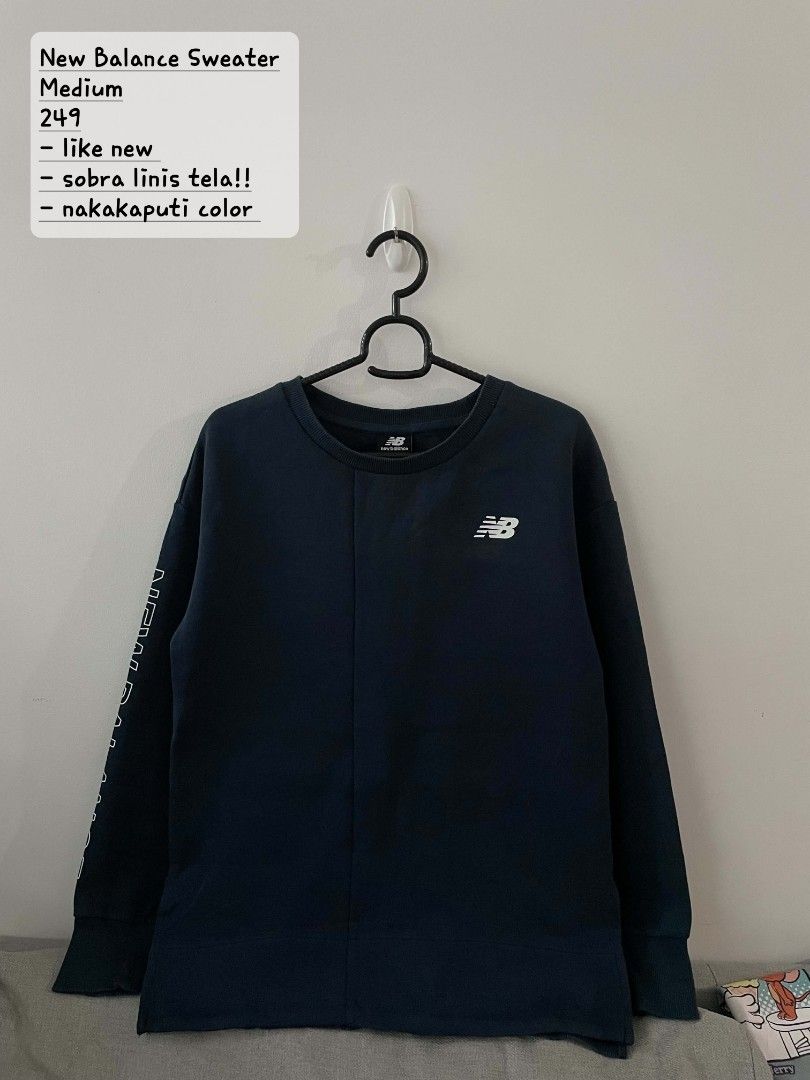 New Balance Dark Blue Sweater (Category: Coats, Jackets and Outerwear) located in Quezon City. Submitted by mariaplusmoshi (Listing ID 1465760408, Image 1). Description: deets alr posted 📍Ever, Commonwealth, Q.C MOP: Gcash Lalamove/J&T.