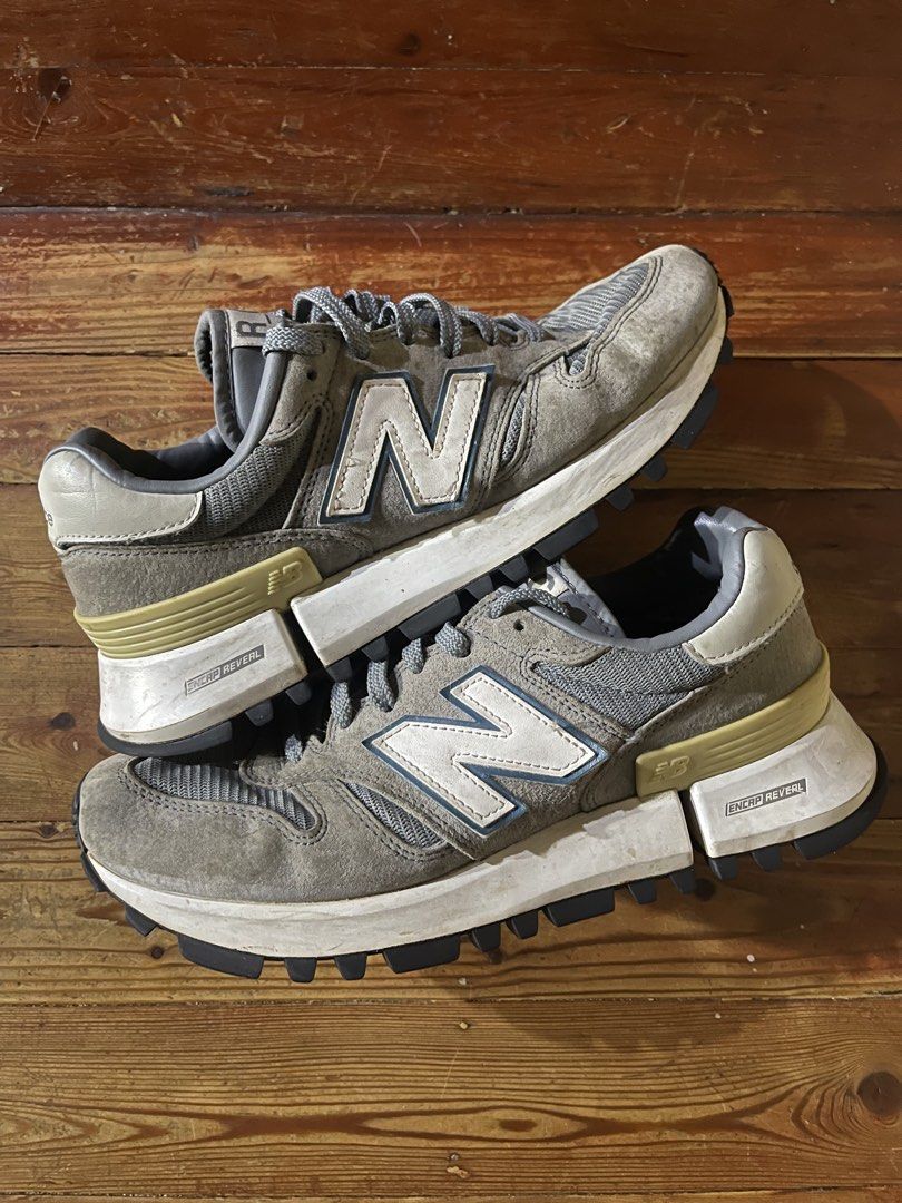 New Balance RC 1300 (Category: Sneakers) located in Manila. Submitted by parmesan_meyo (Listing ID 1465951233, Image 1). Description: - Brand: New Balance - Model: RC 1300 Tokyo Design Studio - Color: Classic Grey - Size: US 8 / UK 7.5 / EU 41.5 - Materials: Premium suede and mesh upper - Technology: ENCAP REVEAL midsole with Vibram outsole for ultimate comfort and durability - Condition: Shows visible wear on the uppers, midsoles, and soles, but
