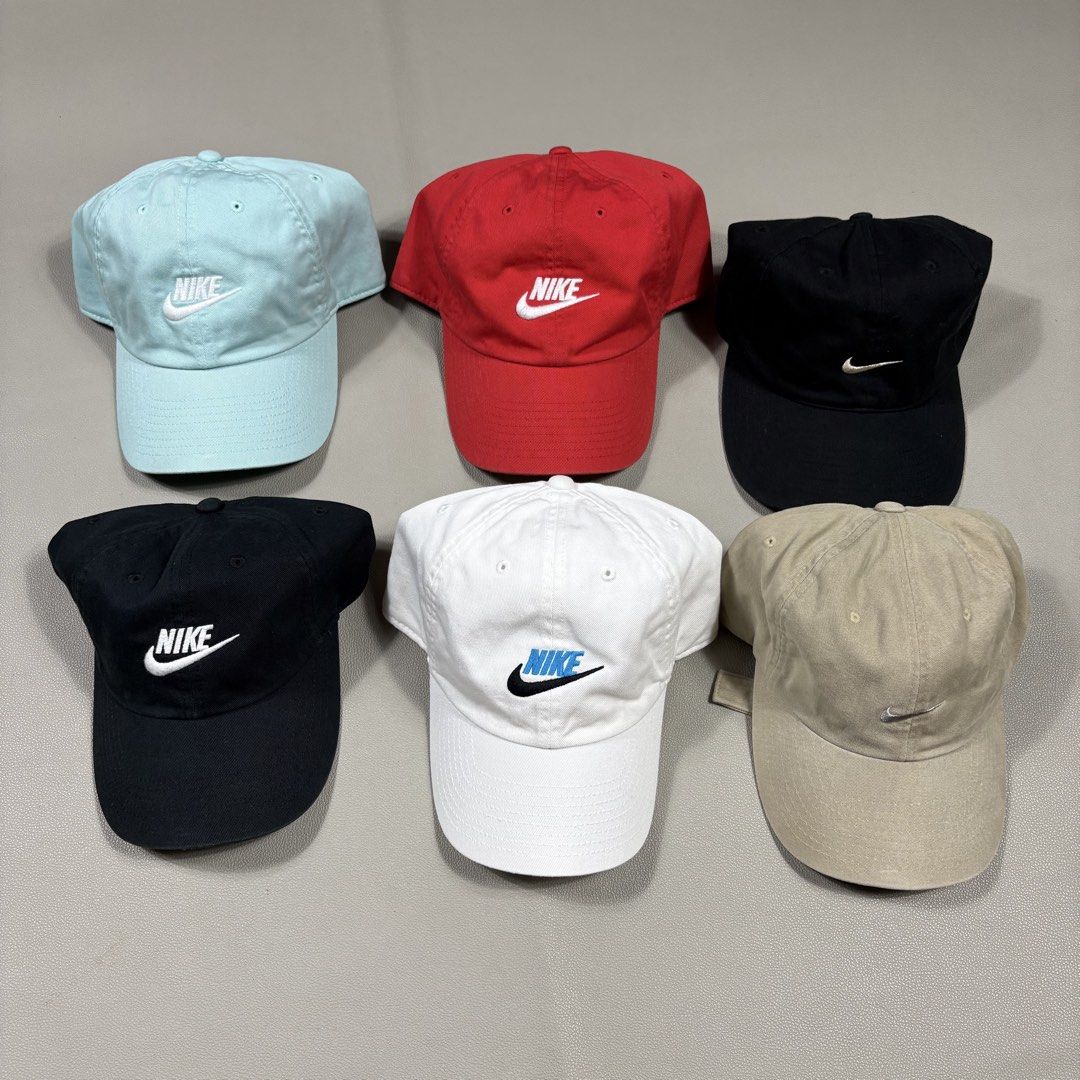 Nike baseball cap (Category: Caps & Hats) located in Quezon City. Submitted by dufflebag_boy (Listing ID 1465814354, Image 1). Description: Nike baseball cap -Price: 3,500 aspack if each 700 except 2 swoosh vintage 850 each -Size: Osfa -Excellent Condition all HMU 📩.