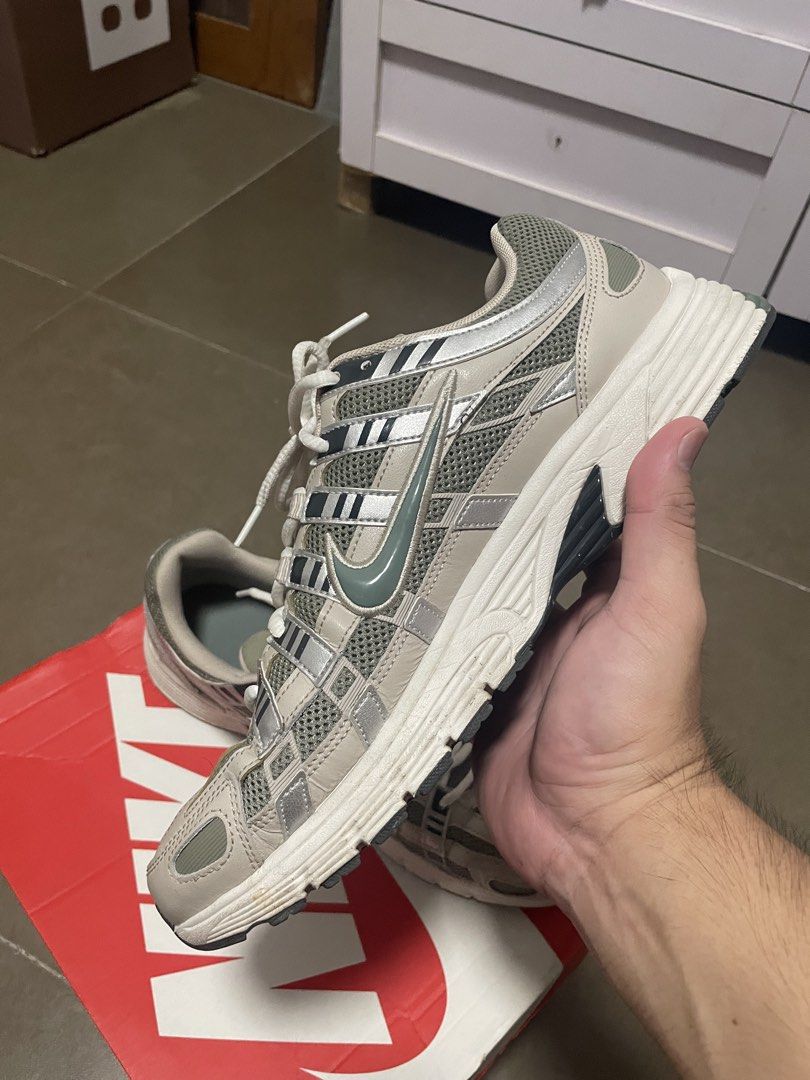 Nike P-6000 Cream Clay Green Anthracite (Category: Sneakers) located in Manila. Submitted by geh.dg (Listing ID 1465922723, Image 2). Description: ₱2,500 ONLY! - Model: Nike P-6000 (Cream, Clay Green, Anthracite) - Size: Men's US 12.5 / Women's US 14 - Condition: Excellent, clean outsoles with minimal wear on treads - Style: Chunky retro runner with breathable mesh and metallic overlays - Inclusions: Original red Nike shoebox included Pasig or Bu