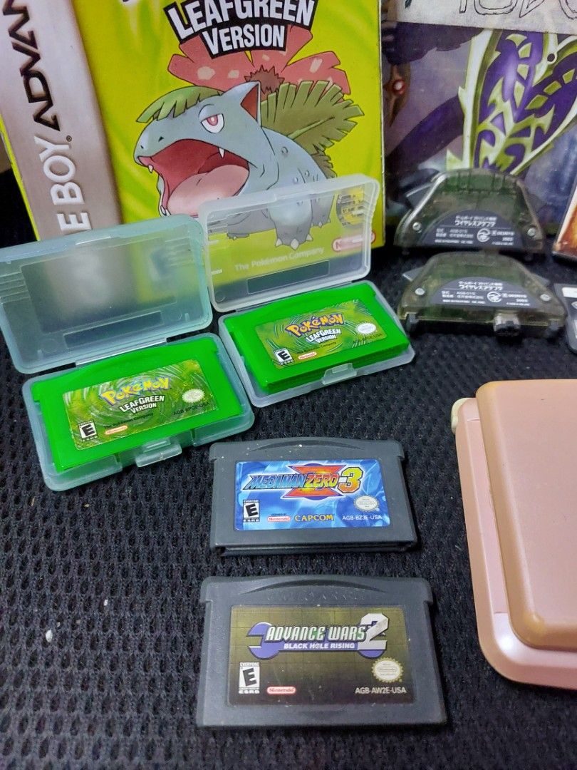 Nintendo DS console, Pokemon games and accessories bundle (Category: Nintendo) located in Quezon City. Submitted by kushala140 (Listing ID 1465763410, Image 2). Description: Nintendo GameBoy Advance Cartridges Pokémon LeafGreen 6000 Pokémon LeafGreen Repro sticker 5500 Mega Man Zero 3 2200 Advance Wars 2 2000 Wireless link adapter 1500 each Nintendo DS Game Cartridges Pokémon Black 2 7000 Pokémon Pearl 2000 Take All free DS unit and may Pokémon P