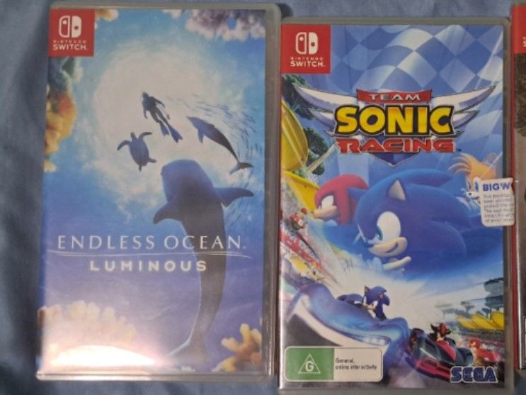 Nintendo Switch Games RUSH (Category: Nintendo) located in Davao. Submitted by erulinar (Listing ID 1463489155, Image 1). Description: All tested & working, no issues. Selling as a set or open to letting go individually RFS: Decluttering Team Sonic Racing (with case) — 800 Endless Ocean Luminous (with case) -1200 Sonic Mania (cart only, no case) — ₱ 600 💰 Will give slight discount if bundle kunin 📍 Davao City - Ma-a area or AdDU, can arrange de