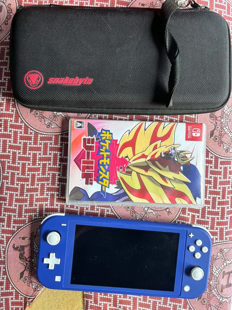 Nintendo Switch Lite Blue with Pokemon Shield and Case (Category: Nintendo) located in Manila. Submitted by yanr1 (Listing ID 1465926045, Image 1). Description: Nintendo switch lite Brand new used for only 2 months 7.5k (nabili 12k) Kasama na po yung case and pokemon shield.