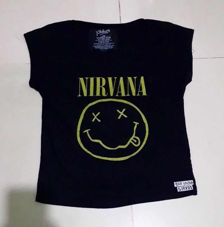 Nirvana Band Top for Women (Category: Others Tops) located in Koronadal. Submitted by scottie_spliffin (Listing ID 1465939676, Image 1). Description: Size: Small (17x22) Condition/Color Rate: 10/10 Price: 350 Add SF (Courier thru J&T).