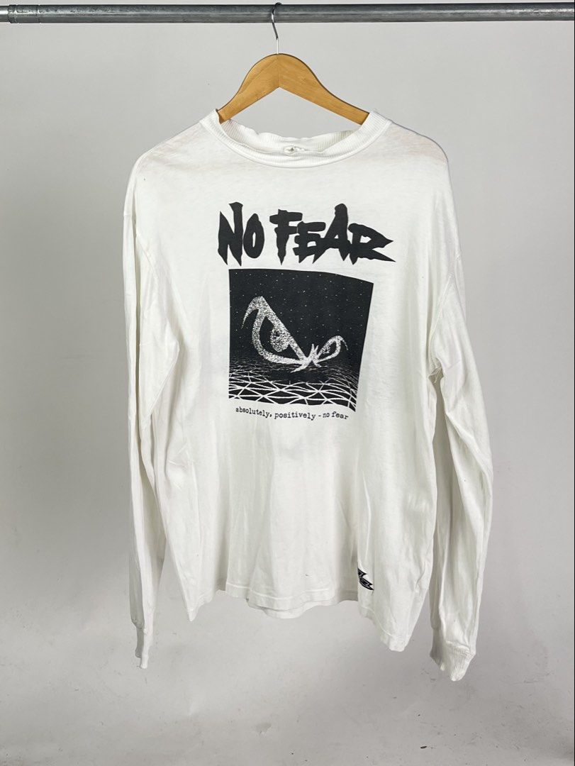 No Fear Longsleeves (Category: Tshirts & Polo Shirts ) located in Iriga City. Submitted by kanakokadto_ (Listing ID 1465898698, Image 1). Description: Size Medium Color - White Slightly used condition. - Small holes & pinholes Measurements: 20” pit to pit (inches) 27” length (inches) Not every flaw pictured. Sold as is. No exchange. No refund. Please check measurements and product description carefully. Measurements are taken in inches whilst ite