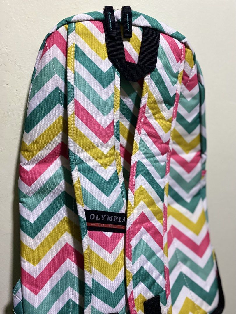 Olympia Chevron Pattern Backpack (Category: Backpacks) located in Manila. Submitted by rarefire.cb8572 (Listing ID 1465917292, Image 2). Description: rfs: need funds brand new, never been used imported from the US authentic P800 (negotiable) MOP: gcash, bank transfer MOD: jnt/lalamove location: qc, also available for meet-ups around sampaloc area pls dm if interested.