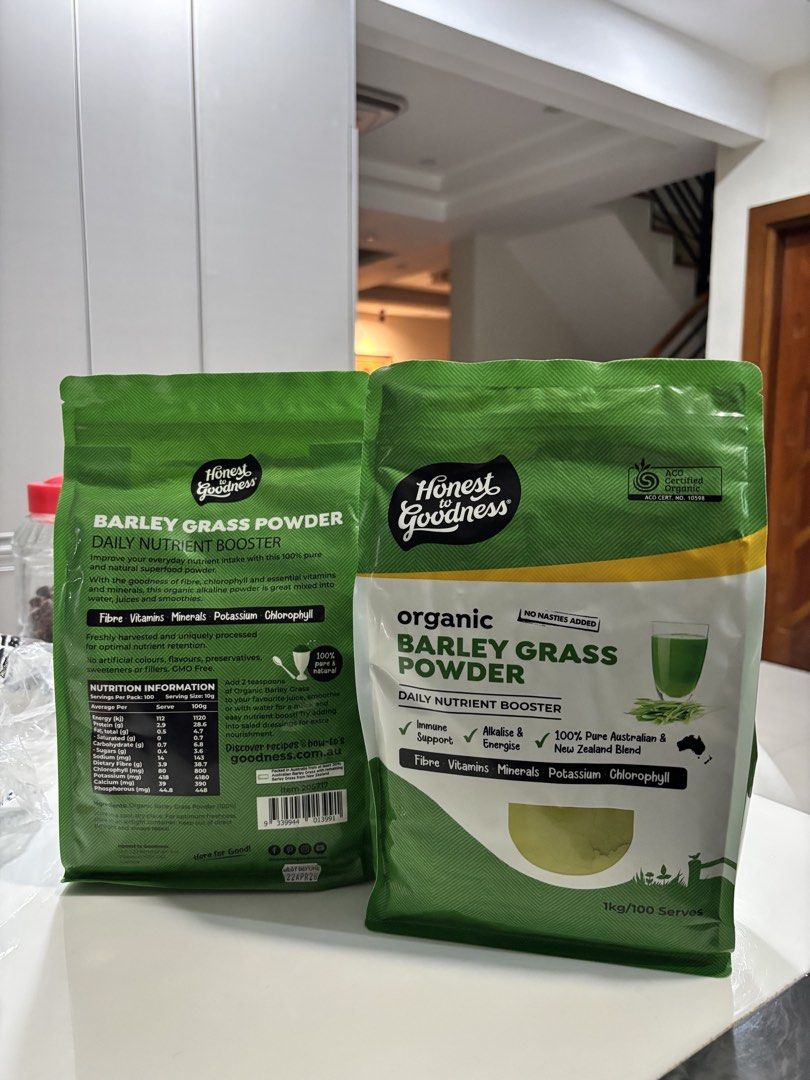 Organic Barley Grass Powder (Category: Health Food, Drinks & Tonics) located in Malolos. Submitted by littleakira (Listing ID 1465811716, Image 2). Description: 🌿 Honest to Goodness Organic Barley Grass Powder ✅ 1kg | 100 Servings ✅ 100% Organic, Pure, and Natural ✅ No added preservatives ✅ No added fillers ✅ No anti-caking agents ✅ No artificial colors or flavors ✅ Non-GMO ✅ Certified Organic by ACO (Australian Certified Organic) ✅ Imported fro
