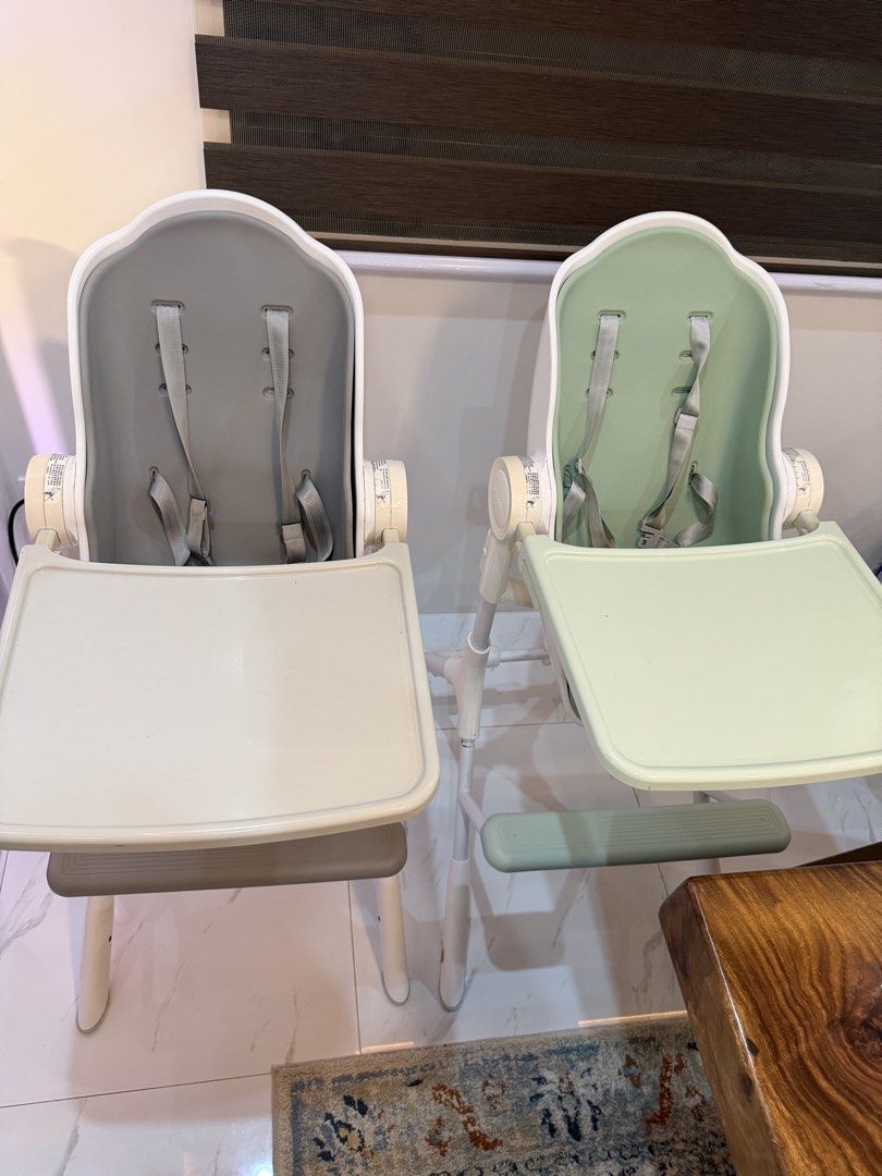 Oribel Cocoon High Chair (Category: Baby High Chairs) located in Marikina City. Submitted by melovesanika (Listing ID 1465892417, Image 1). Description: Selling our twins’ Oribel Cocoon Z High Chairs. ₱7,000 each — 2 pcs available Suitable from newborn up to 3 years old / maximum weight of 20 kg. * 3 reclining positions for lounging, playing, and feeding * 6 adjustable height positions * 360° gliders for easy movement around the house * Glider lo