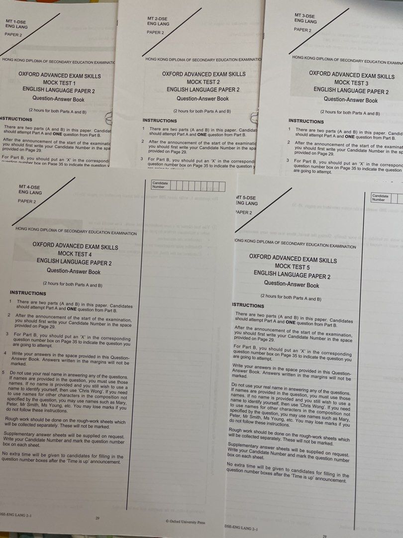 [出]Oxford DSE英文Paper 2 writing mock tests 1-5 （分類：教科書）位於 Hong Kong。 由 haruharu27 提交（商品編號 1465920215，圖片 1）。簡介： 可sf到付/面交 有意dm！。