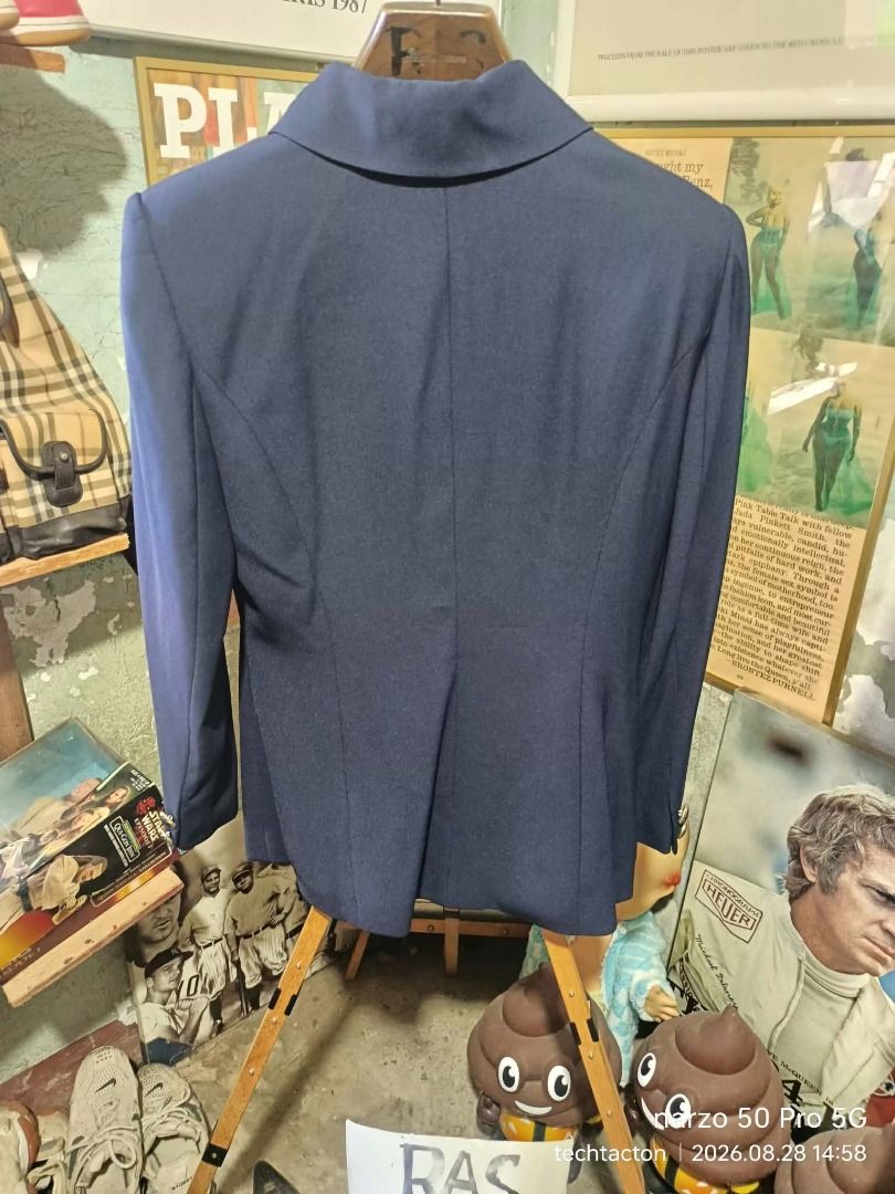 PARTINA FINE blazer (Category: Coats, Jackets and Outerwear) located in Santo Tomas. Submitted by pickers_corner (Listing ID 1465822902, Image 3). Description: PARTINA FINE blazer size 11 dime 19x27 made in Japan/ Japan Brand excellent no issue Made in Japan - Size: 11 AR - Material: 100% polyester (shell and lining) - Design Details: Detailed embroidery on both lapels, satin bow, and tiered ruffles down the front placket - Closure: Single gold-t