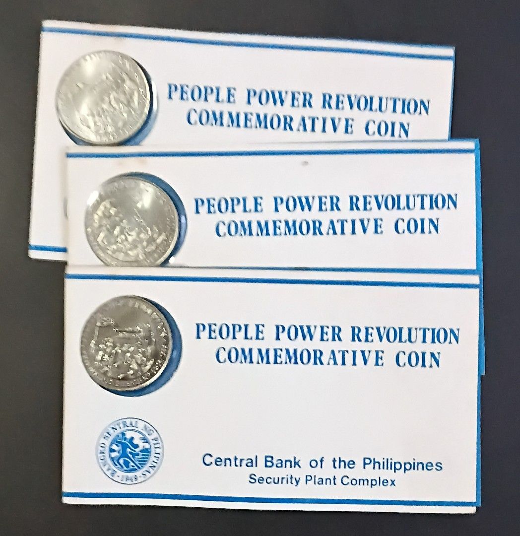 People Power Revolution Commemorative C (Category: Currency) located in Quezon City. Submitted by cyberseller.sheila (Listing ID 1465795936, Image 1). Description: Commemorative People Power Revolution coin at P50 each. P100 for the whole lot.