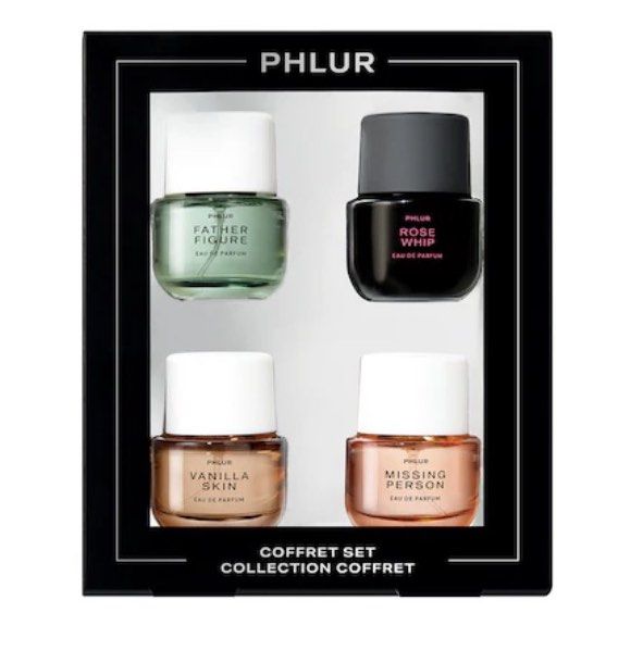 PHLUR MINI SET OF 4 (Category: Fragrance & Deodorants) located in San Juan City. Submitted by cashfrancefashioncosmetics_ph (Listing ID 1465760862, Image 1). Description: This Set Contains: - 4 x 7 mL Fragrances in Missing Person, Father Figure, Vanilla Skin, Rose Whip.