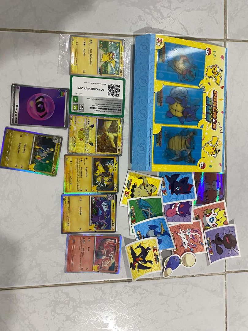 Pikachu 131 (Category: Raw Singles) located in Taguig. Submitted by wyllowdigi11748 (Listing ID 1465949301, Image 3). Description: Open for Negotiation Includes all in the picture, - Pokemon Run Pikachu Promo Cards - Squirtle Evolution Lenticular Cards 3x, - Official Stickers, - Boosterpack (opened) Can include Pokemon Run 30th Badge Pin (Additional 1,500) .