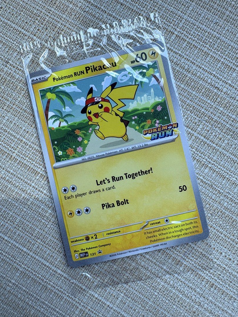 Pikachu (Category: Raw Singles) located in Quezon City. Submitted by ciaradr (Listing ID 1465792281, Image 1). Description: WTS: Pokémon RUN 30 PH Exclusive Pikachu Promo 💛 Fresh from the event / personally obtained as a participant! 💰 ₱7,000 — open to reasonable offers 💬 Drop your offers! 📍 Meetup: Katipunan / Ortigas (Will be in The Podium Mall this afternoon) 📦 Shipping available, buyer’s expense Selling mine as I’m not a collector and wo
