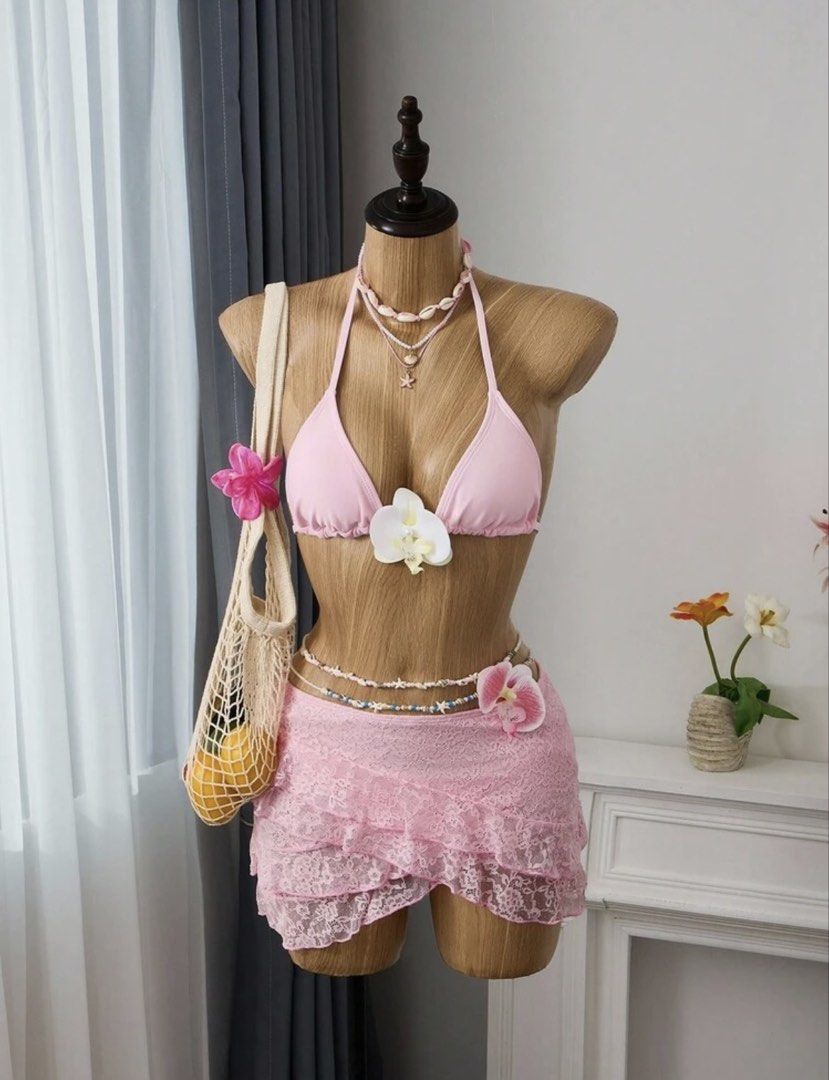 Pink 3-set bikini swimsuit (Category: Bikinis & Swimsuits) located in Pasig City. Submitted by skydecluttering (Listing ID 1465931862, Image 1). Description: never used.