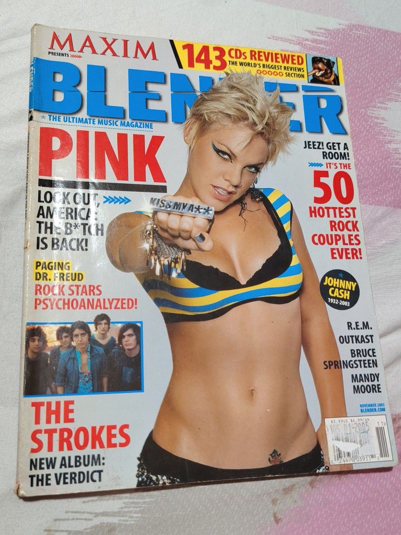 Pink Blender Magazine Cover (Category: Magazines) located in Batangas. Submitted by nickiperry12 (Listing ID 1465875955, Image 1). Description: Ultimate music magazine with different artist inside like Mandy Moore, Johnny Cash, R. E. M, Madonna, Britney Spears, and many more. Cover artist Pink wuth lots of photos and article about her too..