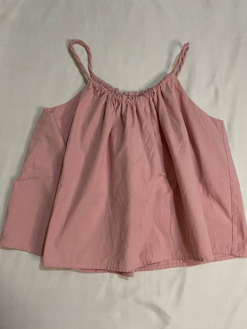 Pink Linen Halter Top with Braided Straps (Category: Sleeveless) located in Binan City. Submitted by declutterbyjwy (Listing ID 1465901941, Image 3). Description: - can fit xs-m - in good condition & no flaws - Last price posted!.