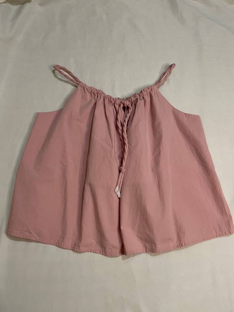 Pink Linen Halter Top with Braided Straps (Category: Sleeveless) located in Binan City. Submitted by declutterbyjwy (Listing ID 1465901941, Image 1). Description: - can fit xs-m - in good condition & no flaws - Last price posted!.