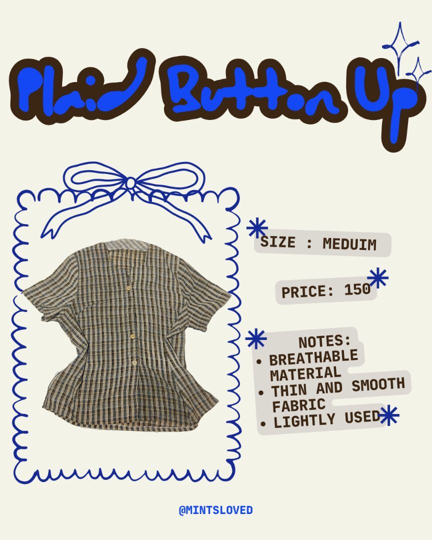 Plaid Button Up (Category: Blouses) located in Las Pinas. Submitted by mintsloved (Listing ID 1465935590, Image 1). Description: .