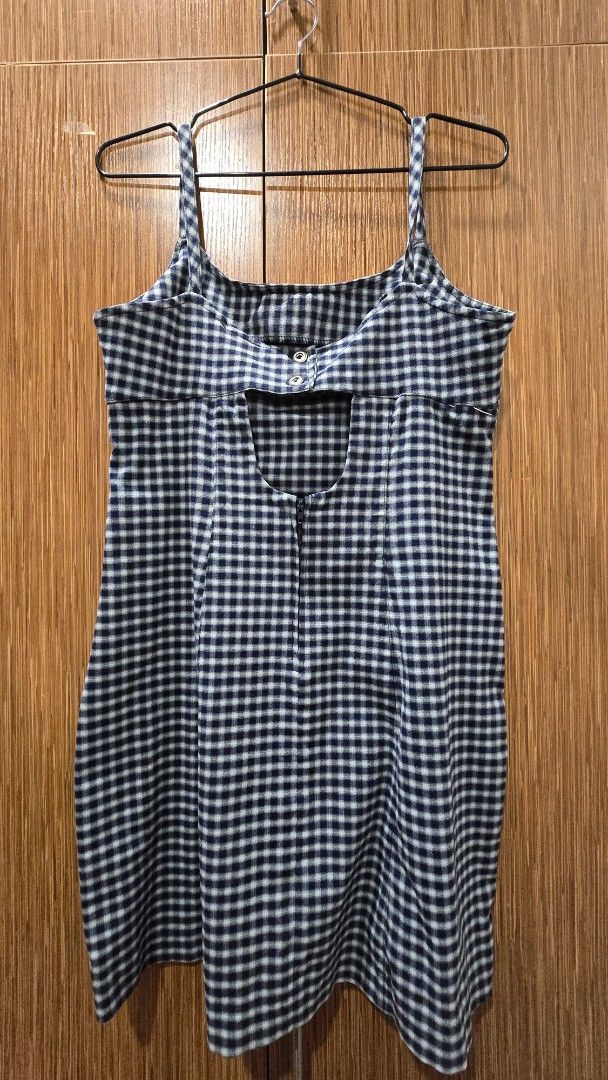 Plaid Mini Dress (Category: Sleeveless) located in Cebu City. Submitted by kitty_12345_ (Listing ID 1465911017, Image 2). Description: - Brand: All That Jazz - Design: Blue and white plaid camisole with spaghetti straps - worn a few times - can fit small-medium MOP: gcash, mari, maya, gotyme MOD: Lbc, maxim Meetup: Parkmall.