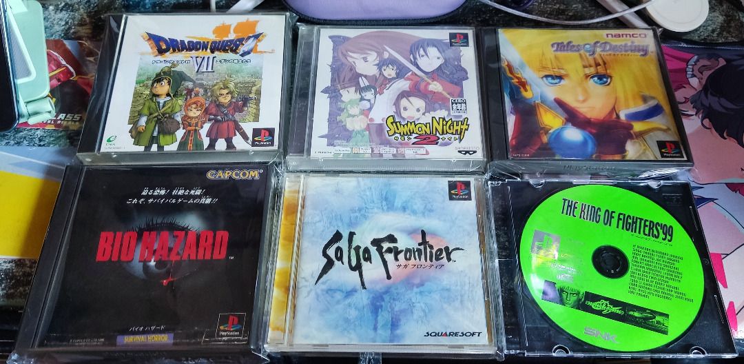 Playstation 1 Games Bundle (NTSJ/Japanese) (Category: PlayStation) located in Manila. Submitted by lvlup_toys (Listing ID 1465822784, Image 1). Description: PLEASE TAKE TIME TO READ THANKS! LAST PRICE POSTED! FIRST TO PAY BASIS! NO RESERVATION! Japan PS1 Games Bundle of 6 = PHP 500 🔵TALES OF DESTINY (Japan) - with inserts (manuals etc.) 🔵DRAGON QUEST VII (Japan) - with inserts (manuals etc.) 🔵Saga Frontier (Japan) - with inserts (manuals etc.)