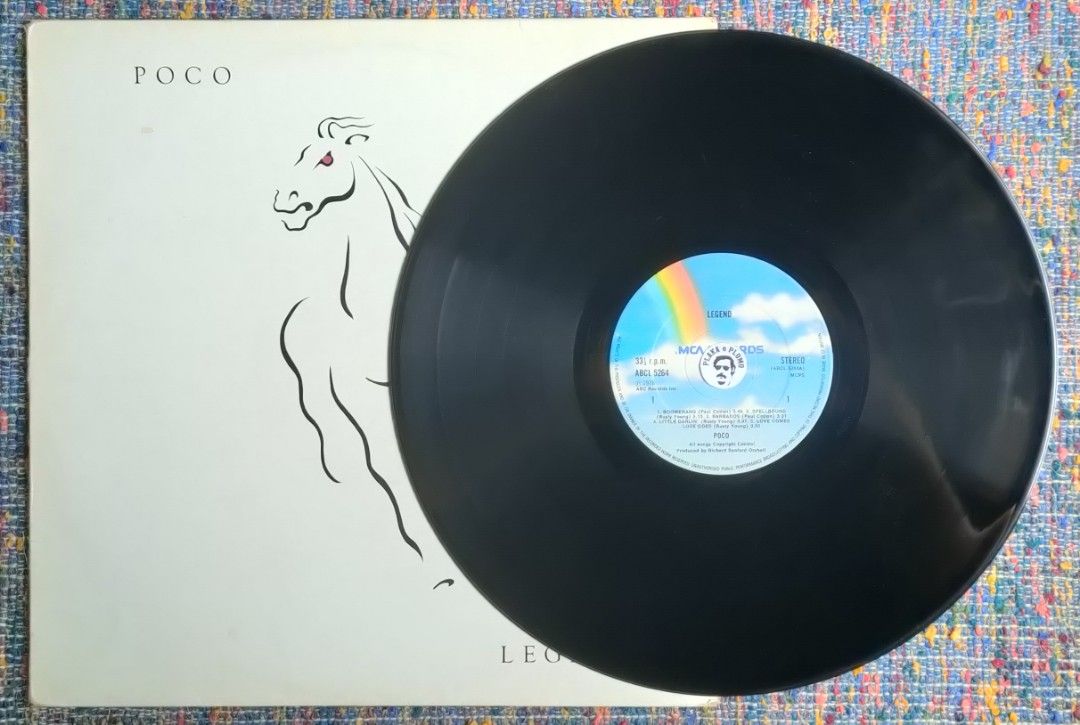 Poco - Legend LP Vinyl Record (Category: Vinyls) located in Quezon City. Submitted by plaka.o.plomo (Listing ID 1465806120, Image 3). Description: Artist(s) : Poco Album : Legend Year : 1978 Media : VG+ Color : Black Sleeve : VG+ No. : 1x Vinyl Size : 12" RPM : 33 Country : UK Catalog No. : ABCL 5264 Tracklist : - Side 1 1. Boomerang 3:48 2. Spellbound 5:13 3. Barbados 3:31 4. Little Darlin' 3:47 5. Love Comes Love Goes 3:55 - Side 2 1. Heart Of 