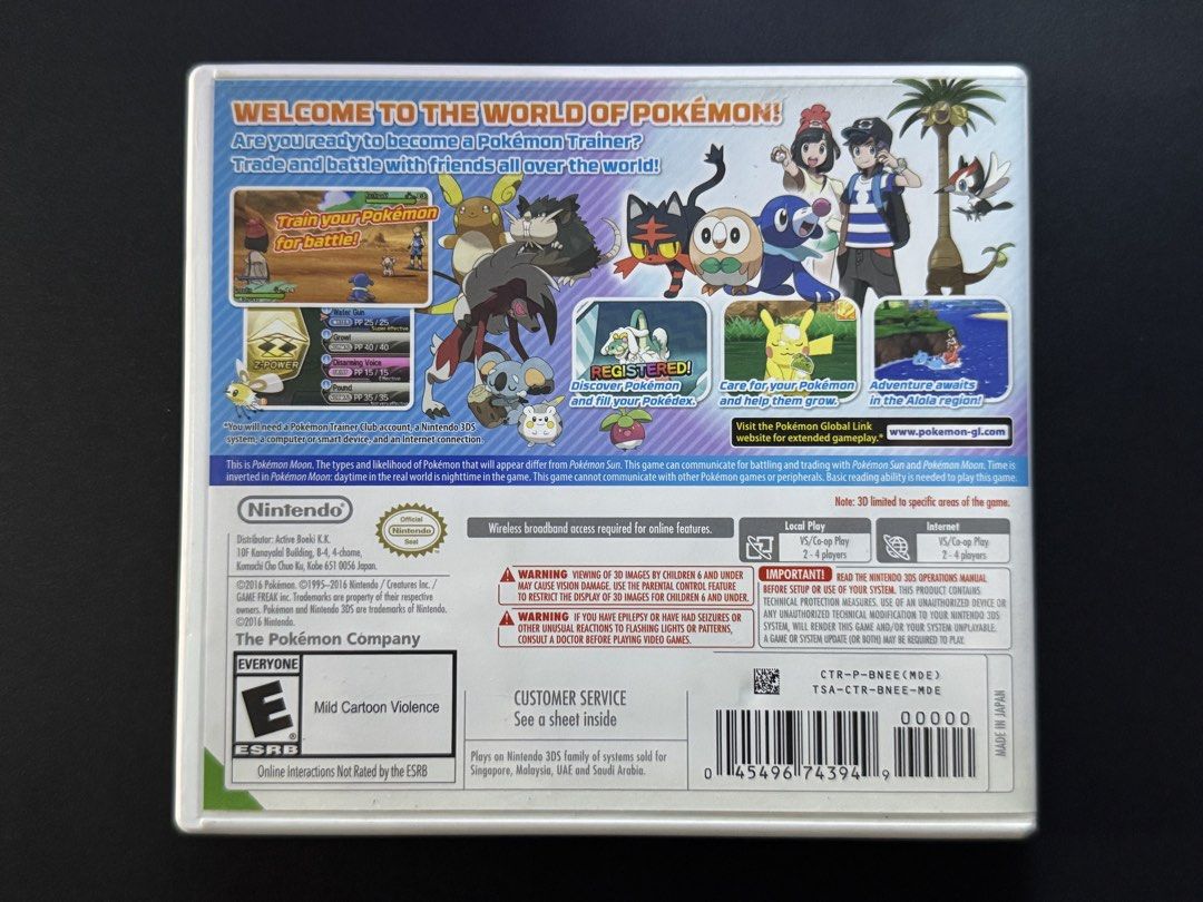 Pokemon Moon for Nintendo 3ds (Category: Nintendo) located in Quezon City. Submitted by chicob. (Listing ID 1465789570, Image 2). Description: For sale -Pokemon Moon for Nintendo 3DS. -Includes original game case and cartridge. -Tested and working properly For personal/courier pickup at the following locations only: - St. Luke’s Medical Center - Quezon City - Somerset Place, Manggahan Pasig City - UP Diliman (By schedule).