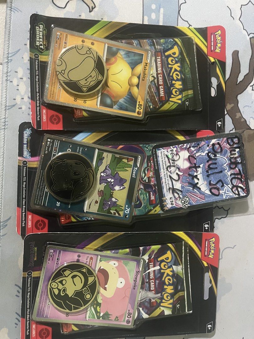 Pokemon Sealed (Category: Card Packs) located in Manila. Submitted by paulso06 (Listing ID 1465844396, Image 3). Description: FS Some are still negotiable if not firm Booster Bundles -2600 each Chaos Rising Half Booster Box-7400 Blister Pack-500 Each FIRM 3 Blister Pack-1400 each Lumiose City Tin Emboar-1000 FIRM LOC: Manila MOD:Lalamove, Grab Meetup: Scheduled MOP:GCASH, Cash.