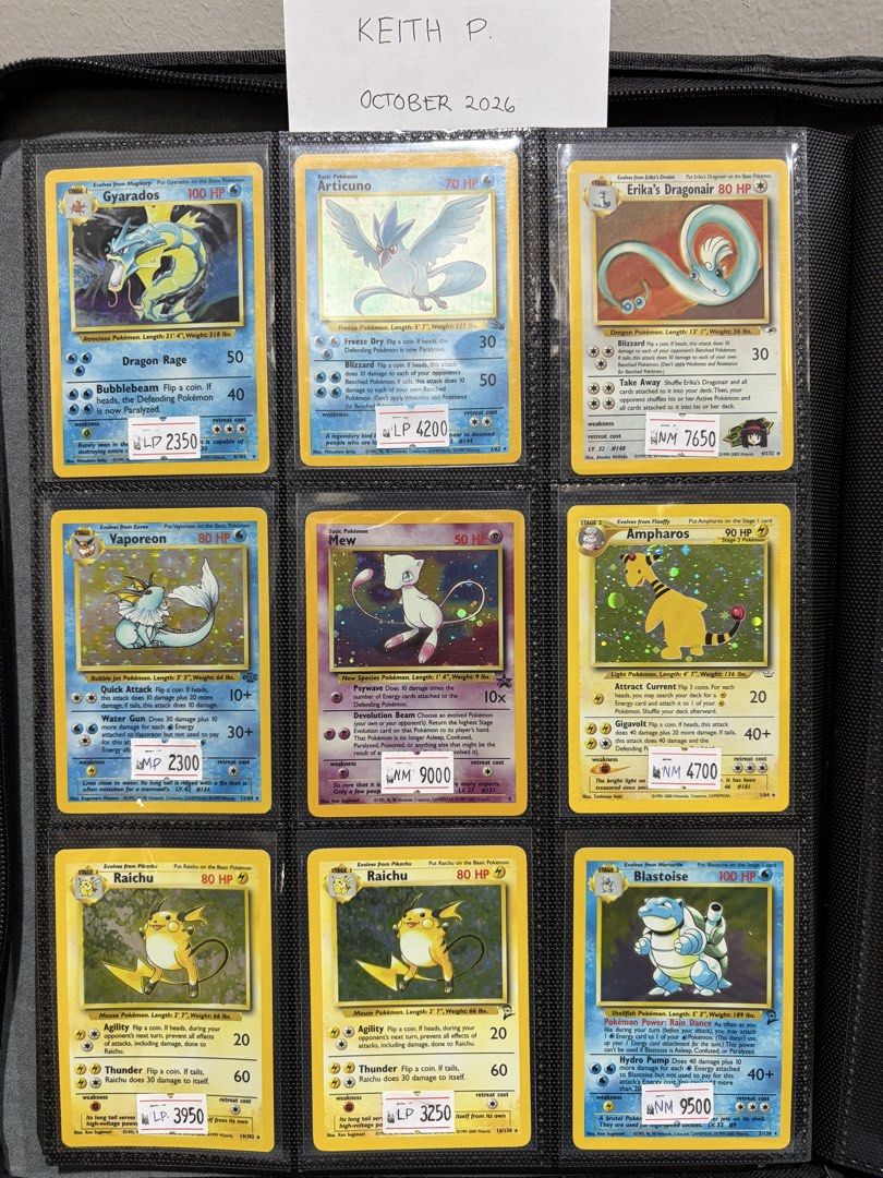 Pokemon Vintage Card Holos (Category: Vintage Collectibles) located in Taguig. Submitted by gammarax (Listing ID 1465845156, Image 1). Description: CROSSPOSTED For sale only Updated SOLD and ADDED new Cards The condition and price are indicated in the photos. Can provide more detailed photos upon request. Dibs must be settled within 24 hours. Can do shipping via LBC or J&T. (Will be packed securely) .