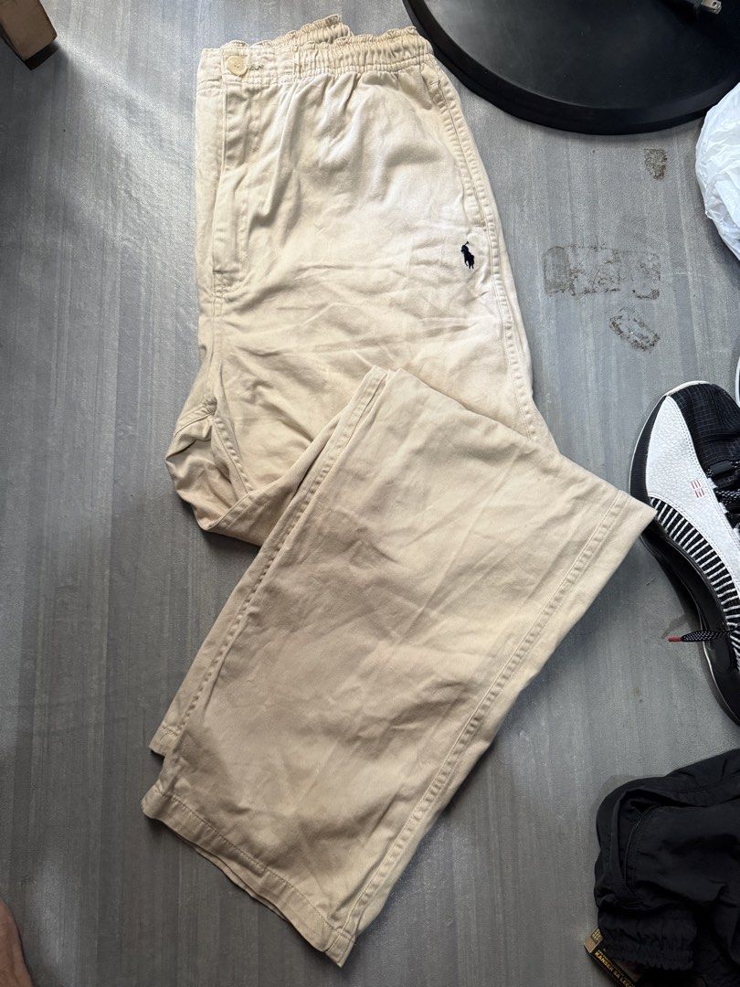 Polo Ralph Lauren (Category: Chinos) located in Cagayan de Oro. Submitted by twice.but.nice.blackmarket (Listing ID 1465765325, Image 1). Description: Polo Ralph Lauren Beige elastic-waist drawstring lounge pants or cotton chinos with the iconic pony logo embroidery Excellent condition Size : 28 up to 34 Adjustable waist drawstring Length 40.5.