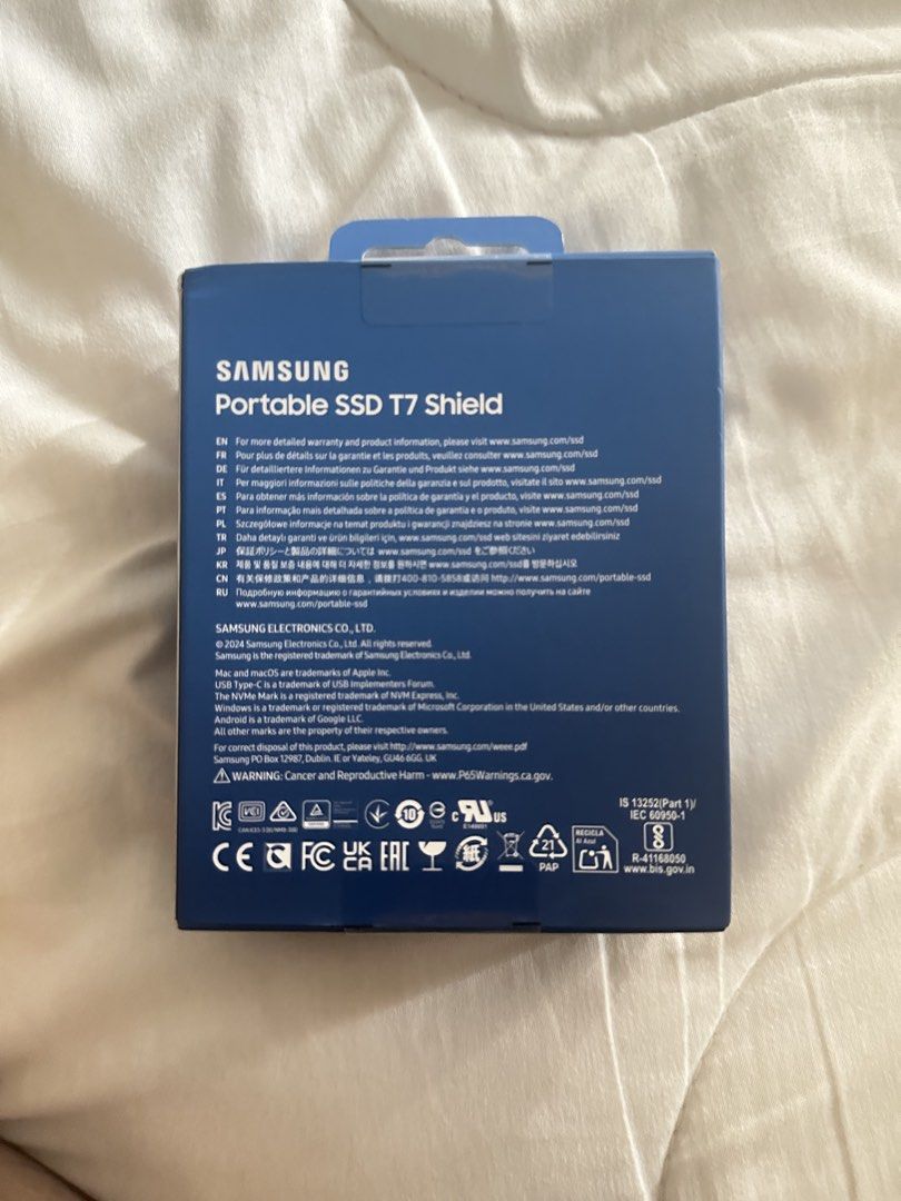 Portable SSD T7 shield ( 1TB ) (Category: Desktops) located in Pasig City. Submitted by naaomiyu (Listing ID 1465837770, Image 2). Description: Item : Samsung Portable SSD T7 Shied ( 1TB ) Condition : - never been opened - still brand new.