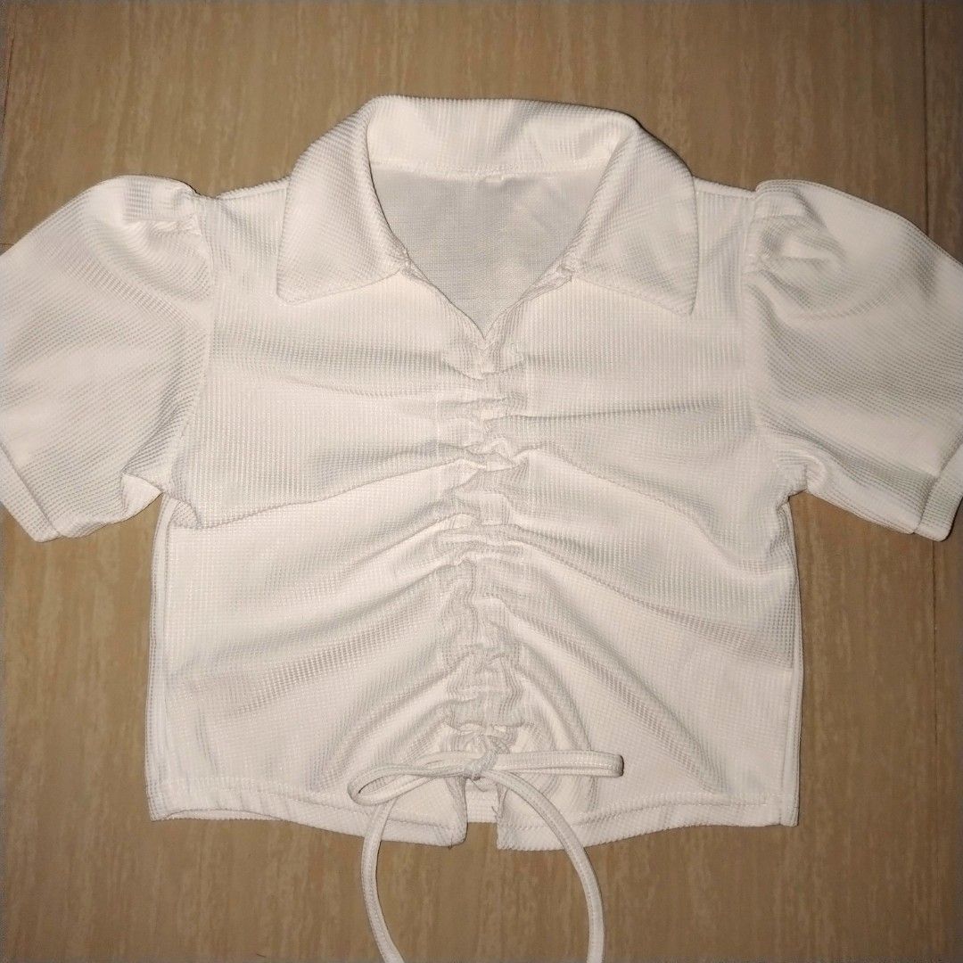 preloved clothes (Category: Blouses) located in Bulacan. Submitted by shincartt (Listing ID 1465793169, Image 3). Description: white polka top - ₱100 (brand new) size: small pink coquette top - ₱150 (used once) size: small-large white puffsleeve top - ₱90 size: small red halter peplum top - ₱90 size: xsmall brown beige top - ₱80 size: small red ribbon top - ₱120 (brand new) size: small-medium green crop top - ₱50 size: xsmall blueegreen top - ₱50