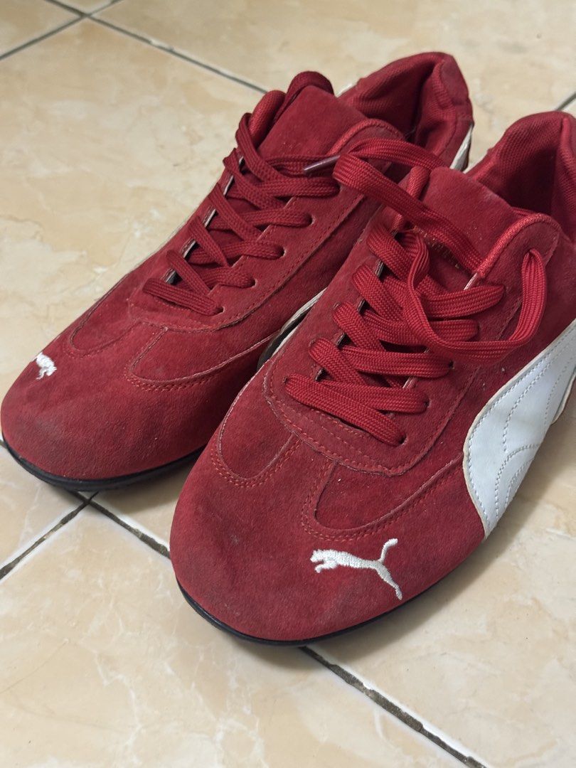 Puma Red Suede Sneakers Size US 9 (Category: Sneakers) located in Manila. Submitted by ley_ahne (Listing ID 1465930456, Image 1). Description: - Brand: Puma - Color: Red with white side stripe and logo - Material: Suede upper with textured black rubber sole - Size: US 9 / UK 8.5 / EUR 44 / CM 27 - Rfs: Bought these second hand off facebook and got ripped off from the original price I payed, what you see is what you get.