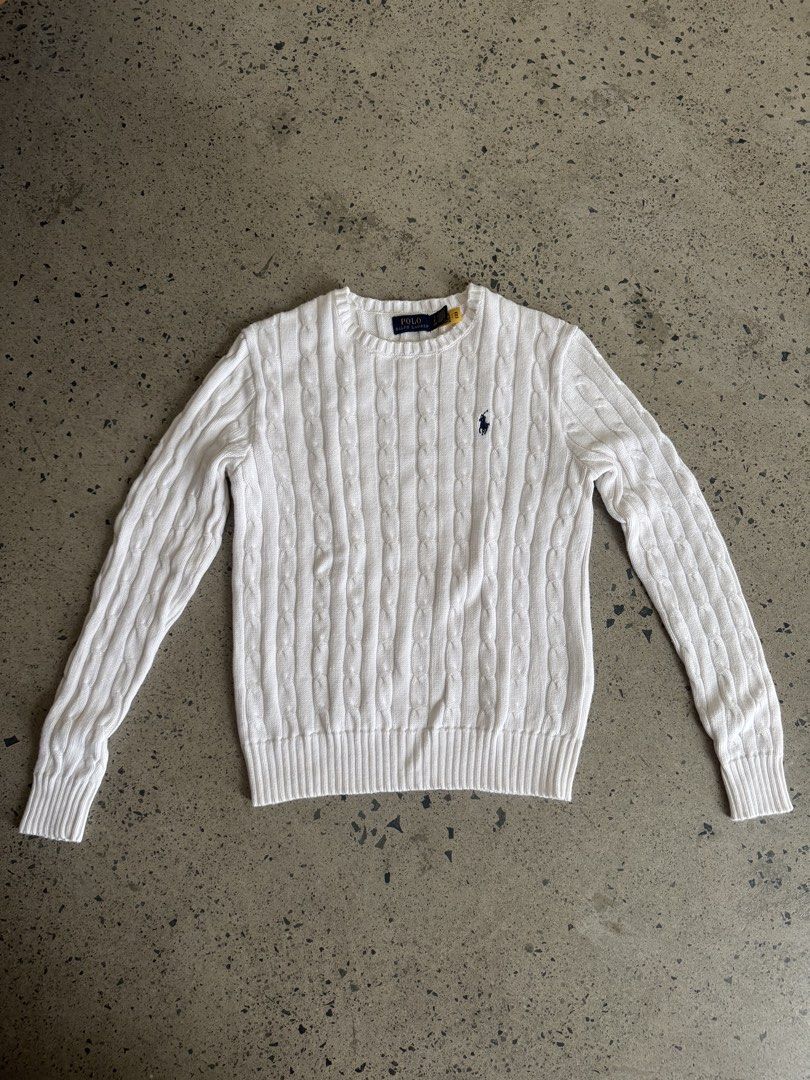 Ralph Lauren Cable-Knit Cotton Sweater (Category: Coats, Jackets and Outerwear) located in Quezon City. Submitted by mckdonaldssss (Listing ID 1465892383, Image 1). Description: WORN ONCE NO FLAWS NO STAINS Can DM me for authentication.