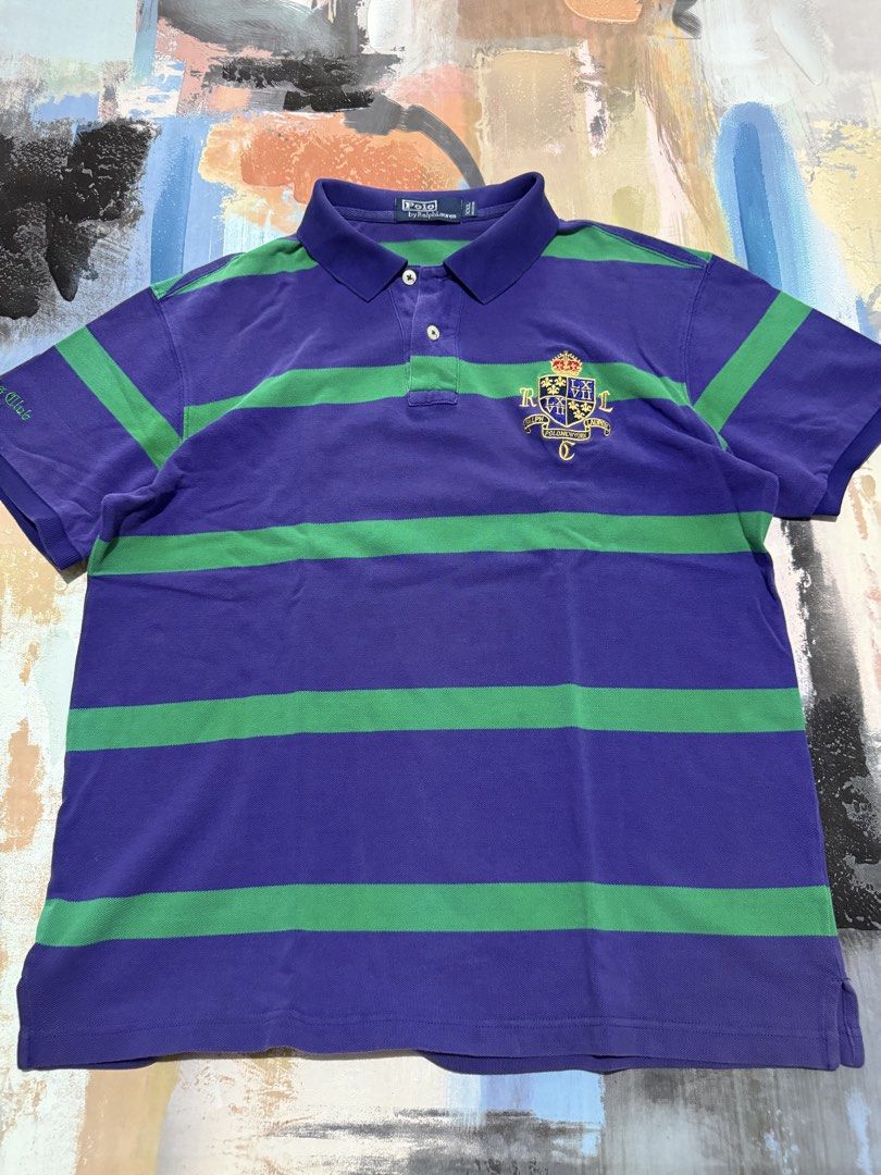 Ralph Lauren stipe polo shirt (Category: Tshirts & Polo Shirts ) located in Las Pinas. Submitted by thrftmnl. (Listing ID 1465896029, Image 1). Description: Ralph Lauren stripe Size: XXL on tag (fits Large) Dimes Width: 22 Length: 27 Issue: none.