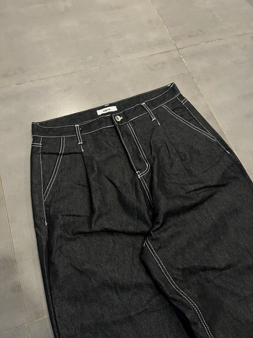 RAW DENIM Black baggy pants (Category: Jeans) located in Laguindingan. Submitted by thriftn0_limits (Listing ID 1465768640, Image 3). Description: FOR SALE🌀 HiRISK black Raw denim baggy pants Waist: 34 Length: 40.5 Thigh: 13.5 Hem: 9.5 Excellent condition Pristine condition Color rate:10/10 Hard denim White stitching Mine: 700+ sf.