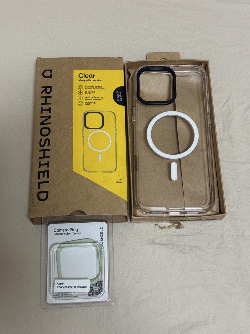 Rhinosheild Magsafe Clear Case for Iphone 16 pro max (Category: Cases & Sleeves) located in Quezon City. Submitted by sa_cci (Listing ID 1465916792, Image 1). Description: Rhinosheild Magsafe Clear Case for Iphone 16 pro max Used only for a week no scratch or dents Good as new Bought @ 3590 Free extra camera ring .