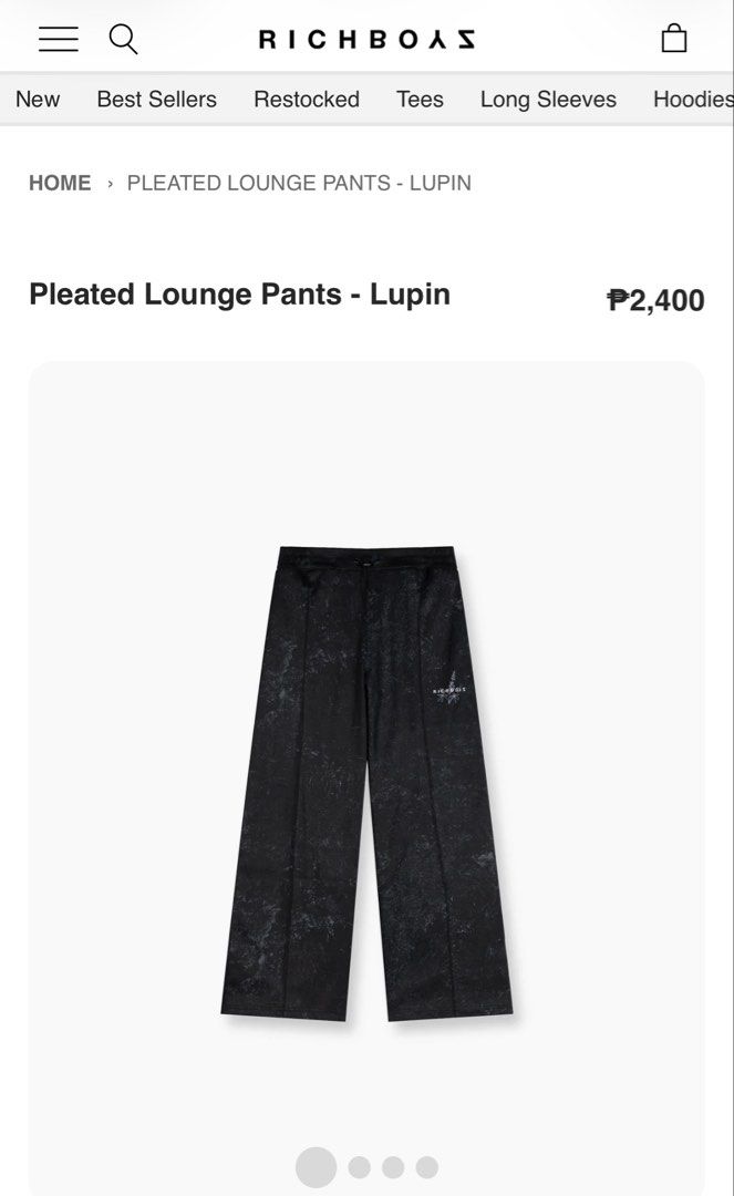 [Richboyz] Pleated Lounge Pants - Lupin (Category: Sleep and Loungewear) located in Lipa City. Submitted by goodboypau (Listing ID 1465950967, Image 1). Description: For sale: for only 2K! Size: Small Used only twice! The Pleated Lounge Pants in Lupin feel like slowing everything down on purpose. Worn on quiet mornings, unplanned afternoons, and days that don’t ask much from you. Light on the body, relaxed through the leg, and comfortable enough 